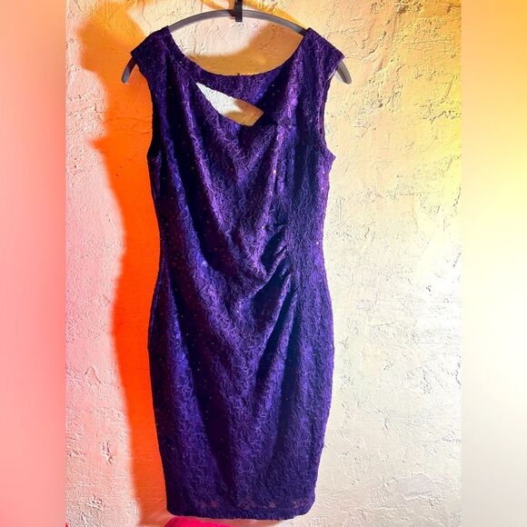 Cocktail/Evening/Prom Purple Sleeveless Dress-sequin&lace-occasion dress,medium - Picture 1 of 12